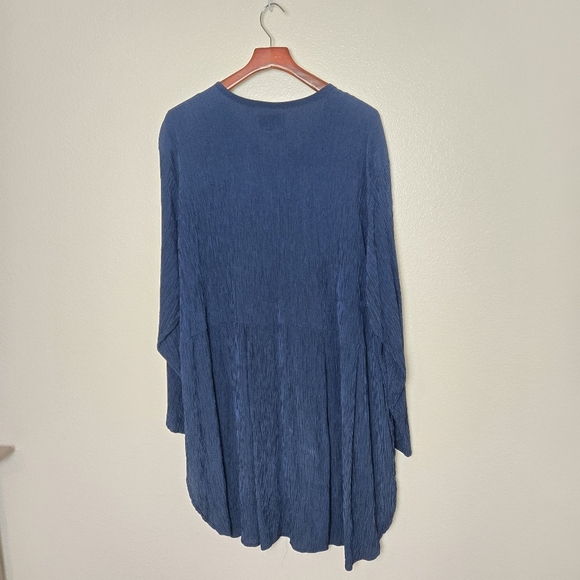 Flax By Jeanne Engelhart Lagenlook Long Sleeve Button Dress Navy size Large - Picture 10 of 15